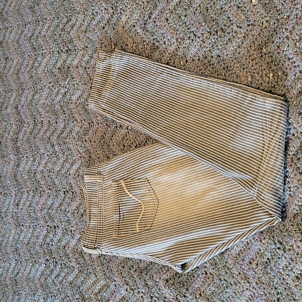 Blue jeans with white stripes
